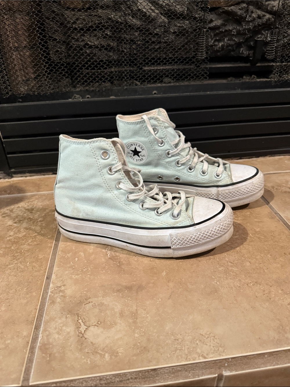 Converse High Top Sneakers in Mint Green Canvas